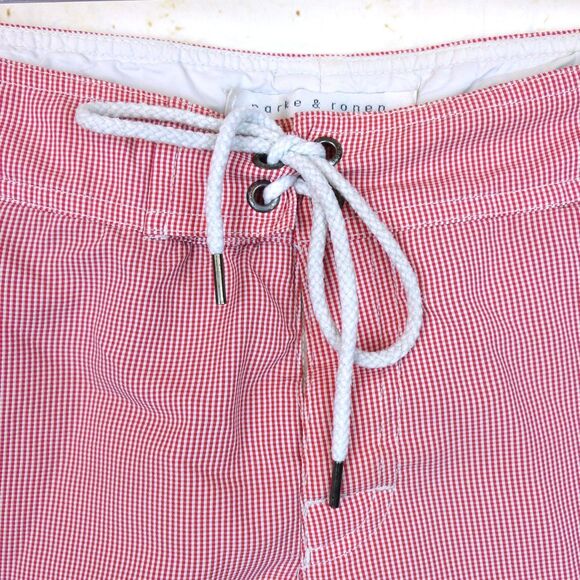 Parke & Ronen Swim Trunk Shorts Mens 30 X 4 Red Gingham Mesh Brief Retro Mod - Picture 3 of 12